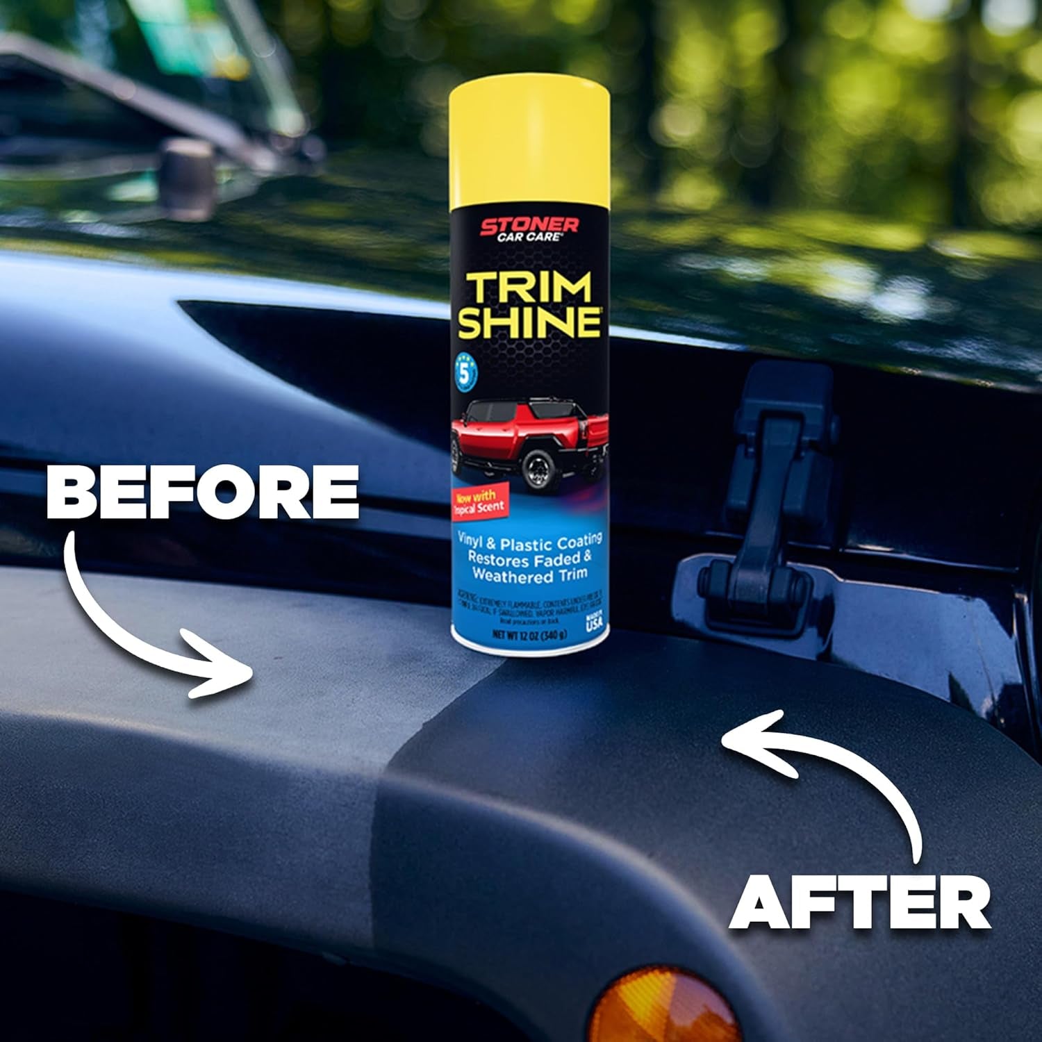 91034 Trim Shine – Black Trim and Plastic Restorer for Cars – Vinyl and Plastic Trim Protectant Coating for Interior and Exterior Use – Fast-Drying No Sling – 12 Oz