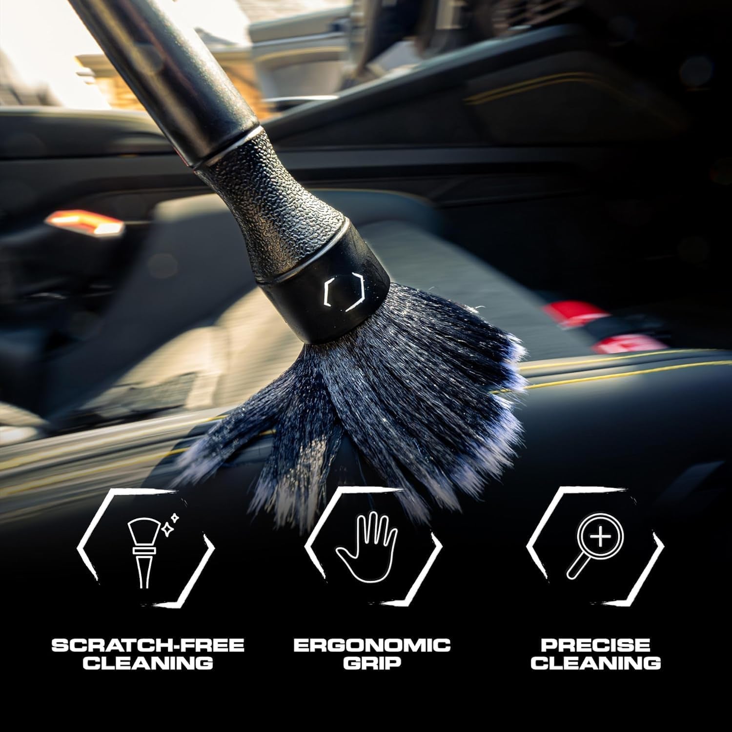 Car Detail Brushes- Luxury Car Detailing Brush Set for Interior and Exterior - Best Auto Detailing Brushes - Premium Car Detailing Brushes (Ultra Soft Bristles)