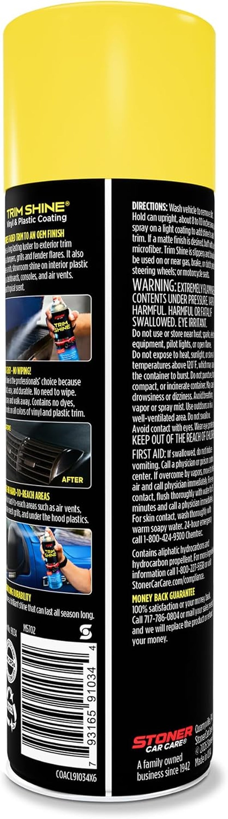 91034 Trim Shine – Black Trim and Plastic Restorer for Cars – Vinyl and Plastic Trim Protectant Coating for Interior and Exterior Use – Fast-Drying No Sling – 12 Oz