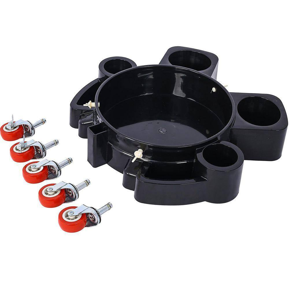 Ami 2-Pieces Set 5 Gal. 250 Lbs. Rolling Bucket Dolly with 5 Swivel Casters Removable Bucket Dolly for Car Wash Dolly