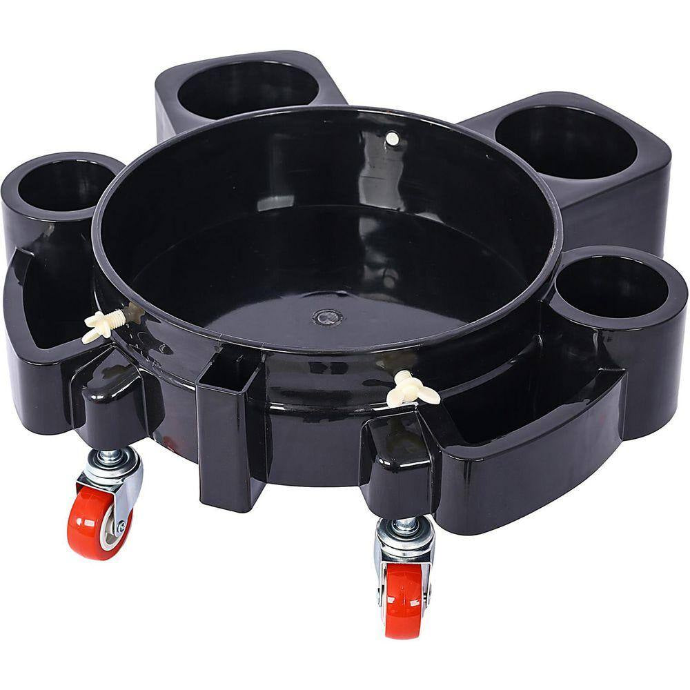 Ami 2-Pieces Set 5 Gal. 250 Lbs. Rolling Bucket Dolly with 5 Swivel Casters Removable Bucket Dolly for Car Wash Dolly