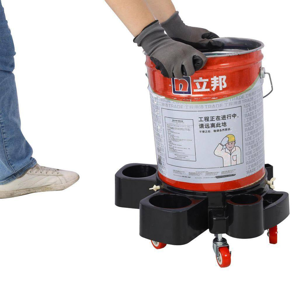 Ami 2-Pieces Set 5 Gal. 250 Lbs. Rolling Bucket Dolly with 5 Swivel Casters Removable Bucket Dolly for Car Wash Dolly