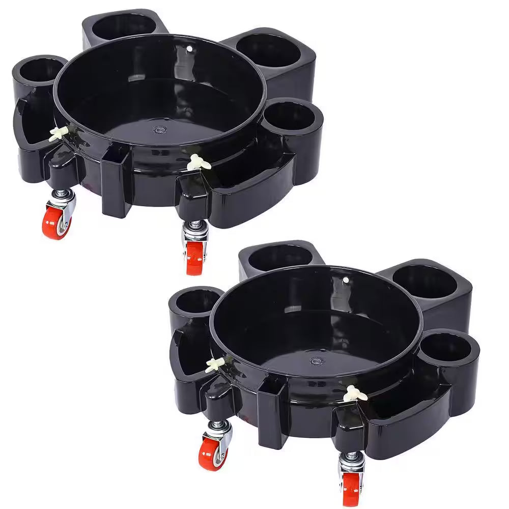 Ami 2-Pieces Set 5 Gal. 250 Lbs. Rolling Bucket Dolly with 5 Swivel Casters Removable Bucket Dolly for Car Wash Dolly