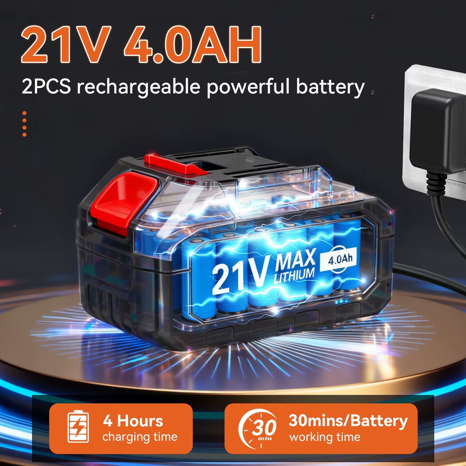 300W Cordless High Pressure Washer Electric 500PSI Portable Car Washer with 21V 4.0 Ah Battery 16.40 Ft Hose for Cars Fences