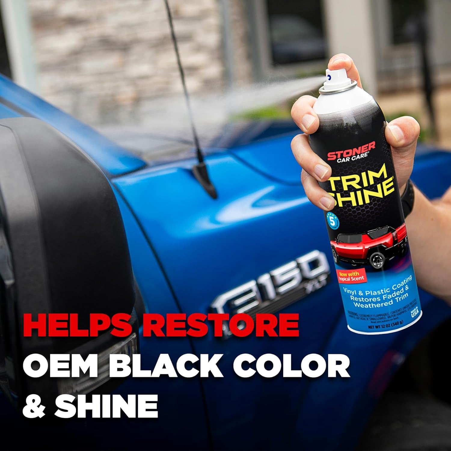 91034 Trim Shine – Black Trim and Plastic Restorer for Cars – Vinyl and Plastic Trim Protectant Coating for Interior and Exterior Use – Fast-Drying No Sling – 12 Oz