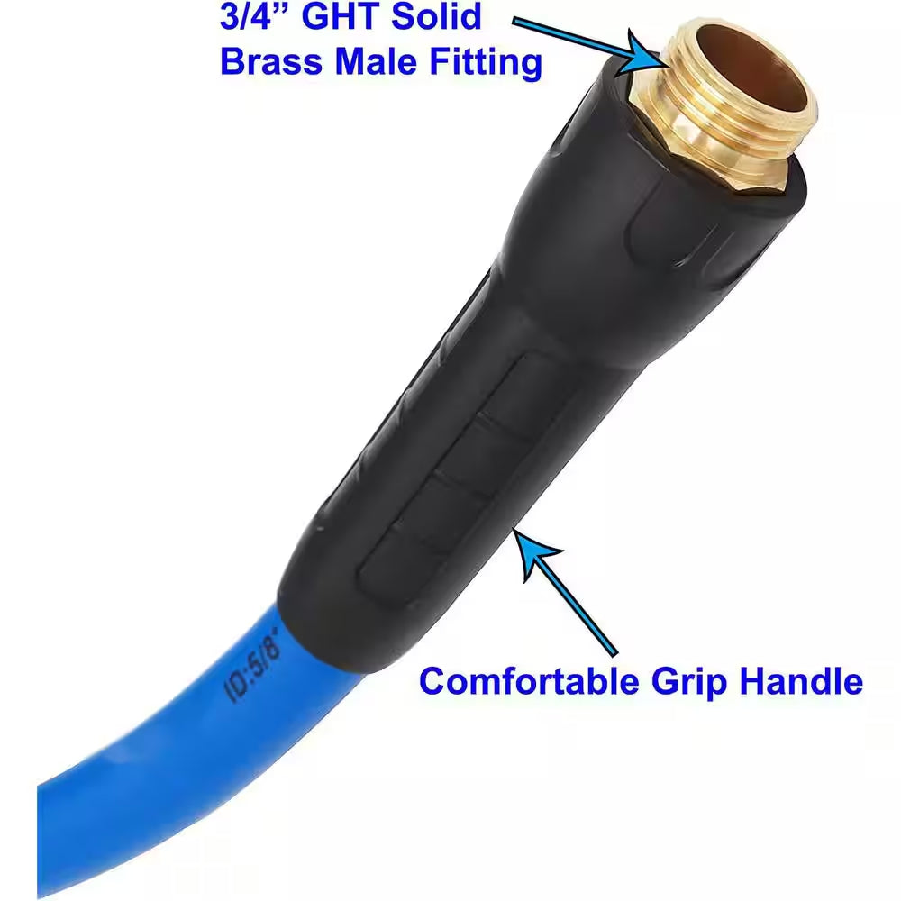 3/4 In. X 6 Ft. Heavy-Duty Hybrid Garden Lead Kink Resistant, All-Weather Flexible with Swivel Grip Handle Blue