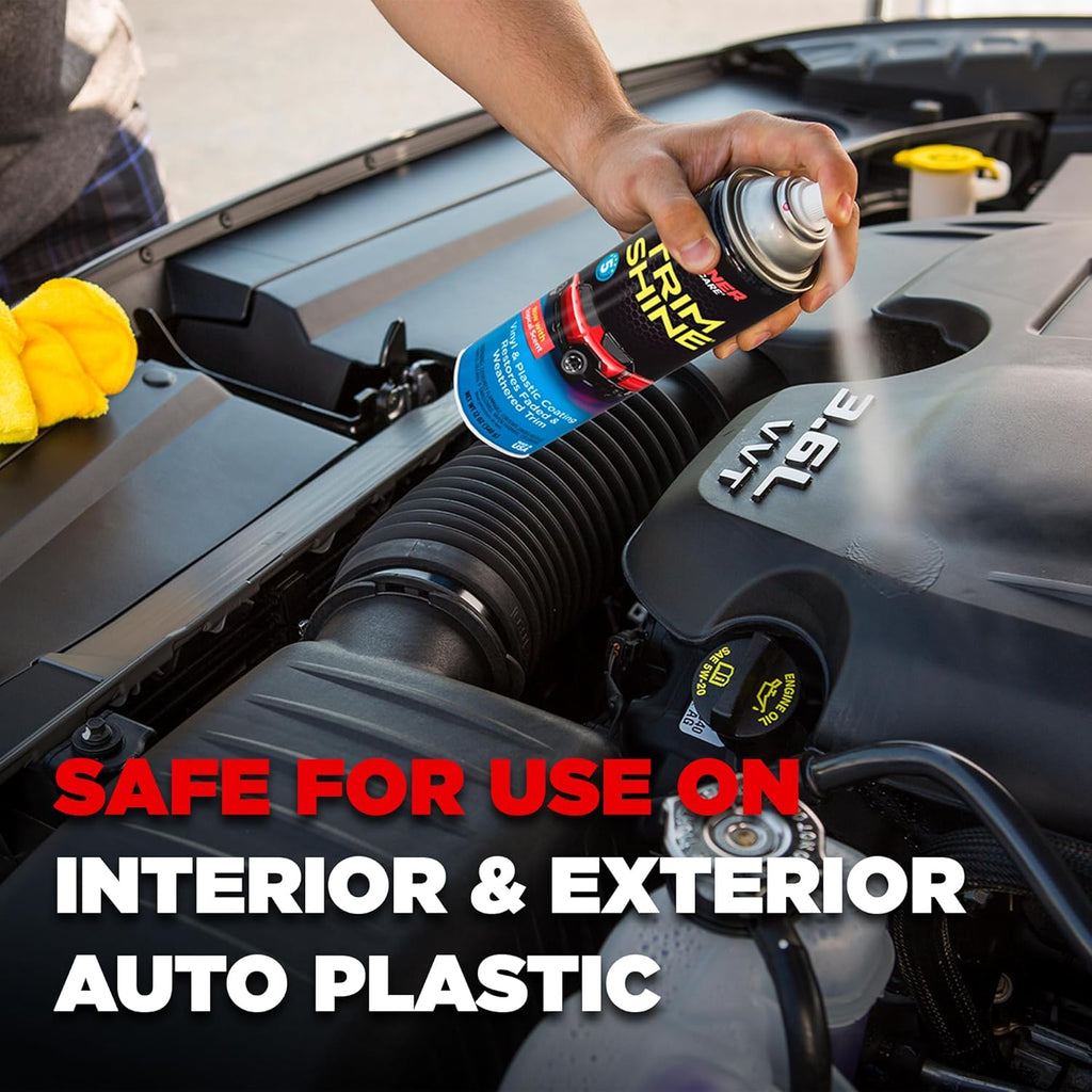 91034 Trim Shine – Black Trim and Plastic Restorer for Cars – Vinyl and Plastic Trim Protectant Coating for Interior and Exterior Use – Fast-Drying No Sling – 12 Oz