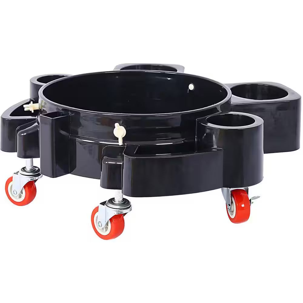 Ami 2-Pieces Set 5 Gal. 250 Lbs. Rolling Bucket Dolly with 5 Swivel Casters Removable Bucket Dolly for Car Wash Dolly