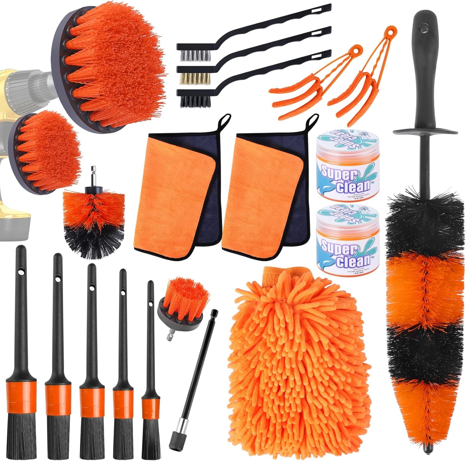 21Pcs Car Detailing Brush Set, Car Detailing Kit, Car Detailing Brushes, Car Cleaning Kit, Car Windshield Cleaning Tool, Professional Car Care Kit - Car Wash Brush Kit for Interior Exterior Wheels
