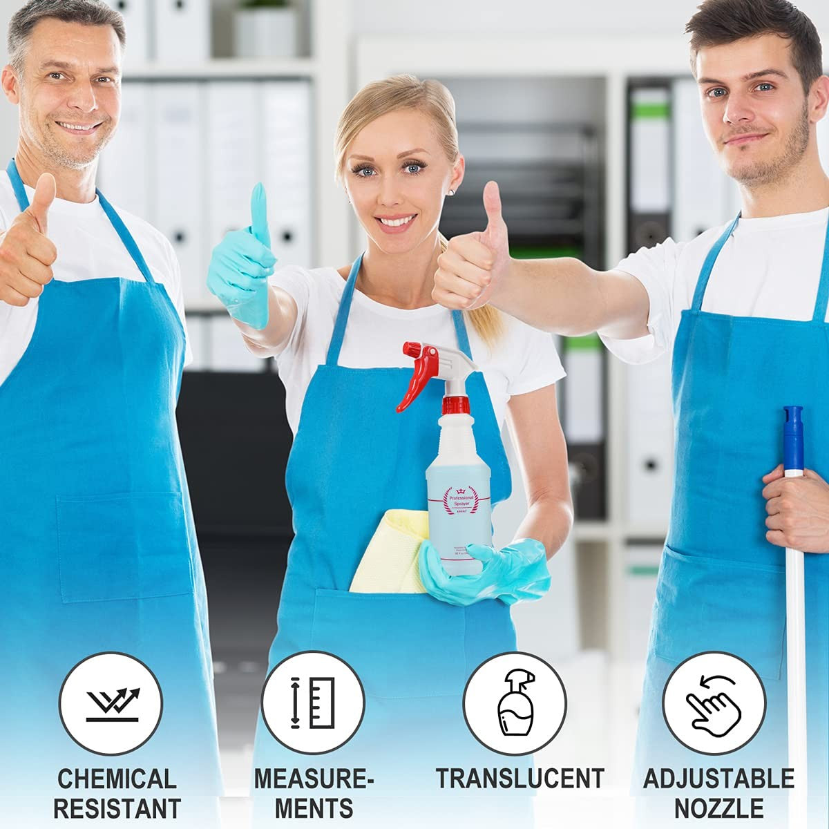 16 Oz Spray Bottles (4 Pack) - Heavy Duty, Leak Proof, Adjustable Nozzle