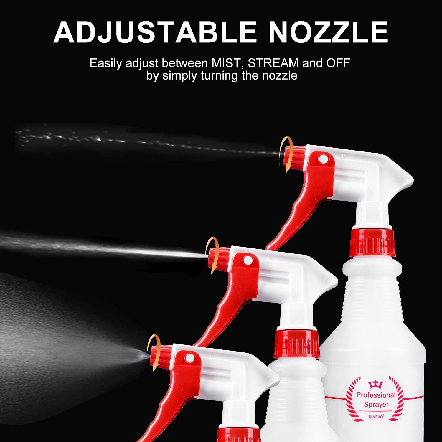 16 Oz Spray Bottles (4 Pack) - Heavy Duty, Leak Proof, Adjustable Nozzle