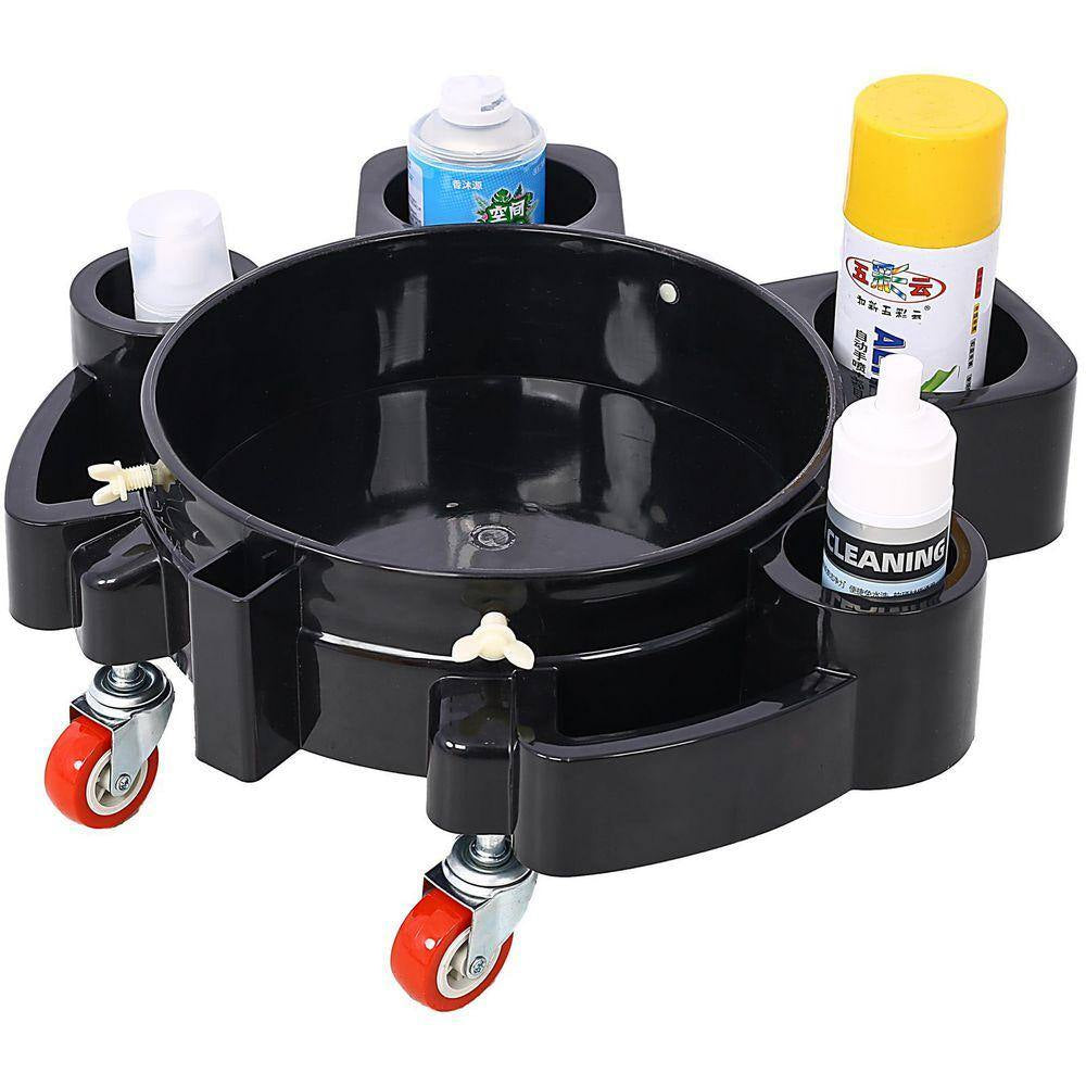 Ami 2-Pieces Set 5 Gal. 250 Lbs. Rolling Bucket Dolly with 5 Swivel Casters Removable Bucket Dolly for Car Wash Dolly