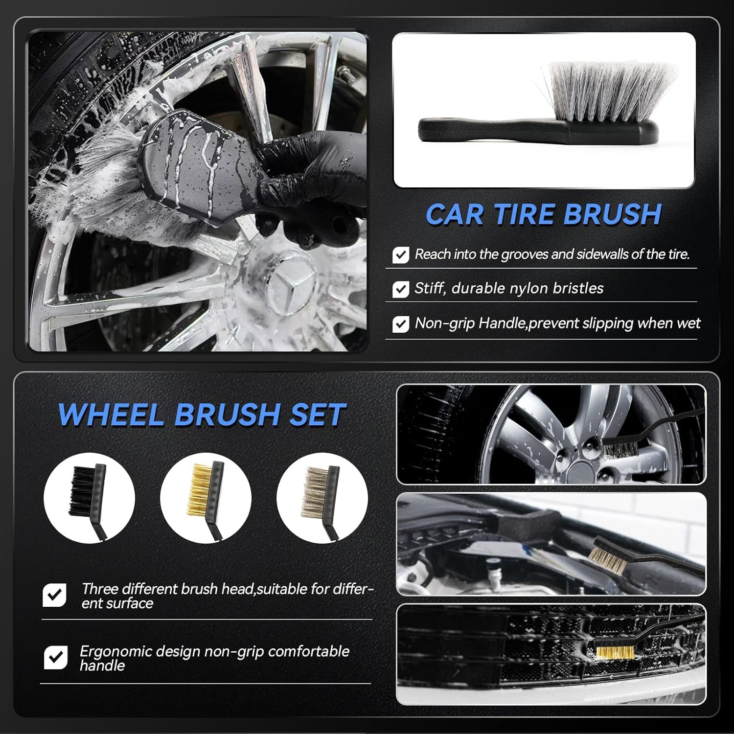 29Pcs Car Detailing Kit,Compelete Car Cleaning Kits Interior Cleaner with Detailing Brushes,Drill Brush Heads,Car Wash Kit with Cleaning Gel,Wash Mitt,Car Hooks,Car Care Gift for Men